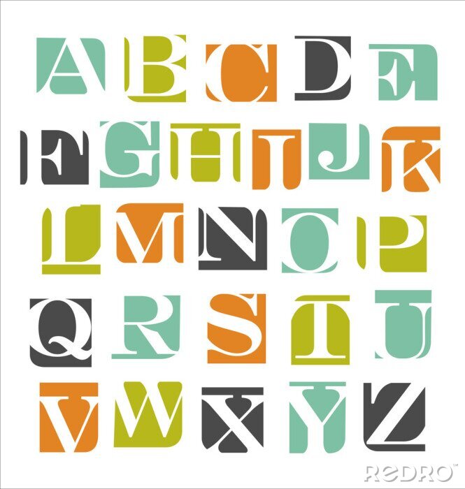 Poster Educatief alfabet en kleurrijke tegels