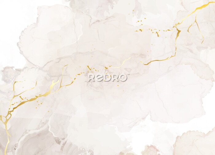 Poster Een beige vlek gesneden met een gouden lint