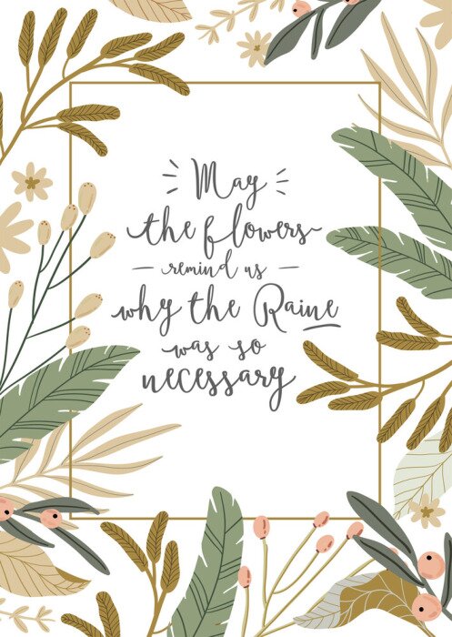 Poster Een bloemenlijst rond de inscriptie