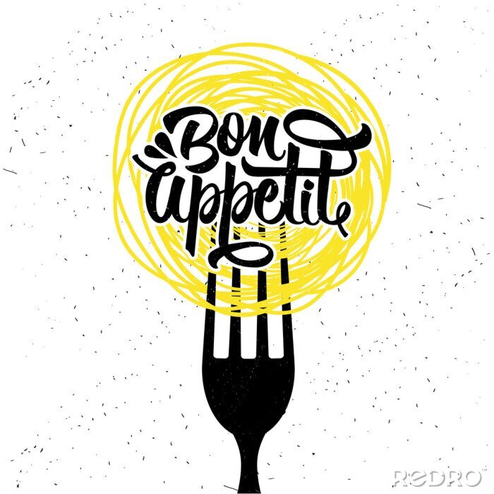 Poster Een bordje en een vork met pasta.