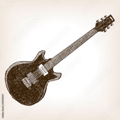 Poster Een cartoonillustratie van een gitaar