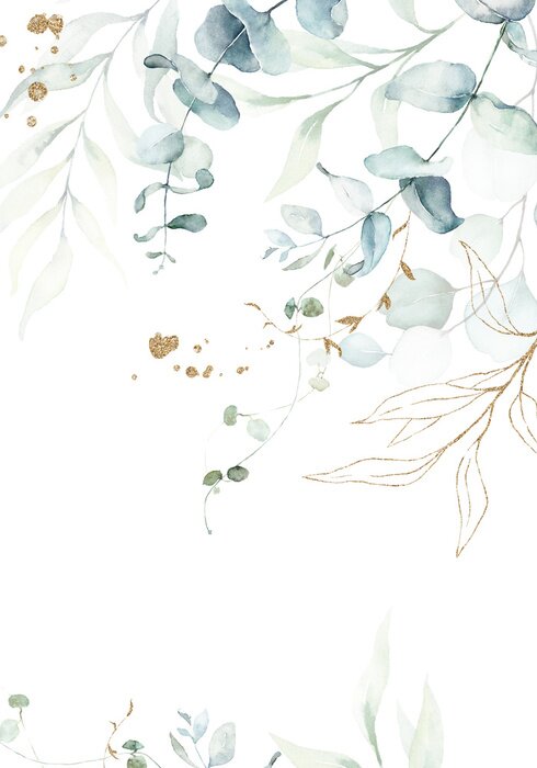 Poster Een delicate compositie met eucalyptusbladeren