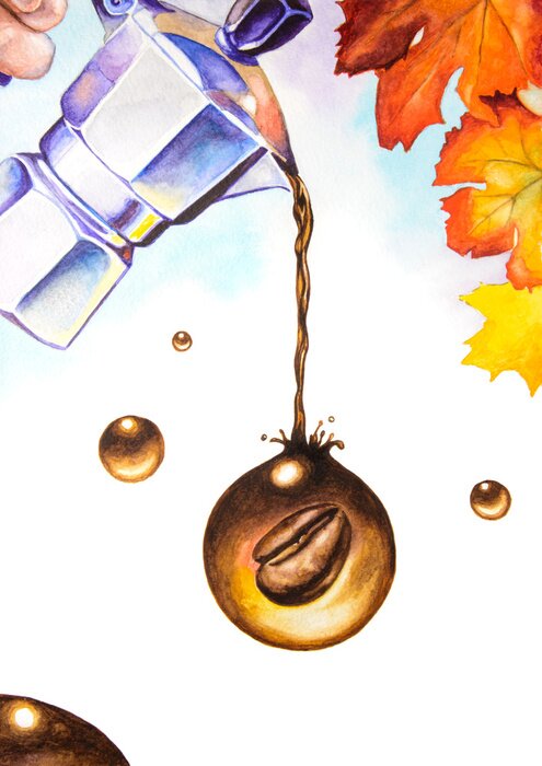 Poster Een druppel donkere koffie