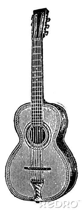 Poster Een eenvoudige illustratie van een gitaar