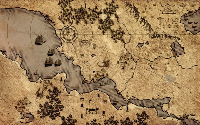 Poster Een fantasiekaart uit de oudheid.