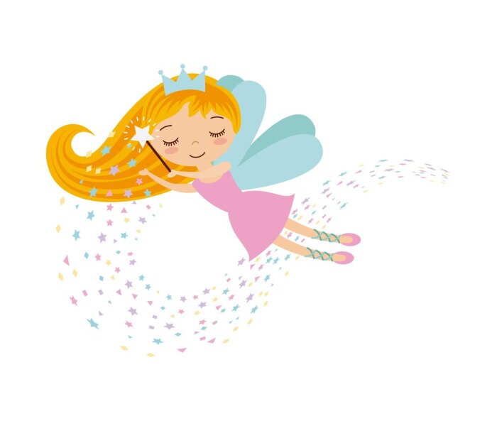 Poster Een fee die kleurrijke sterren tovert