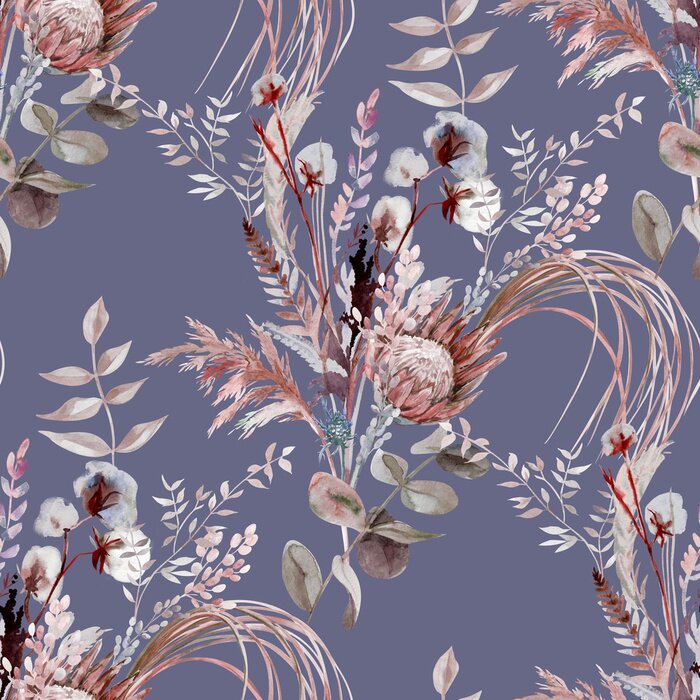 Poster Een gedroogd boeket bloemen en grassen