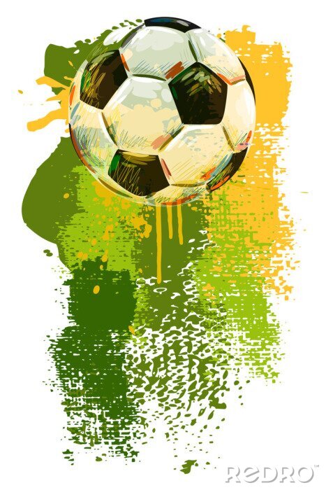 Poster Een geschilderde bal op een abstracte achtergrond