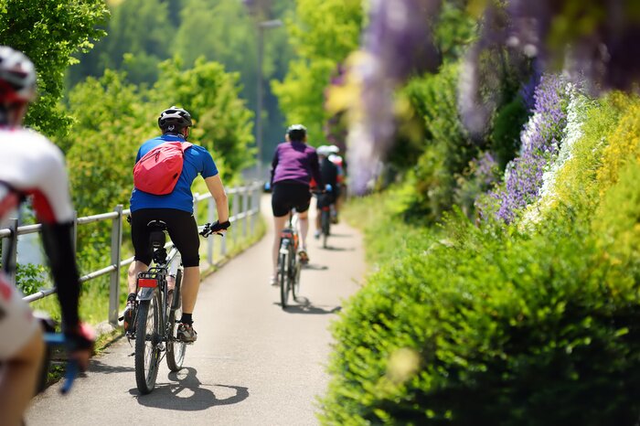 Poster Een groep fietsers en de natuur