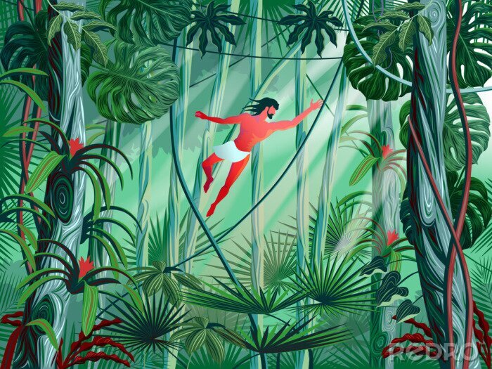 Poster Een illustratie van Tarzan in de Jungle