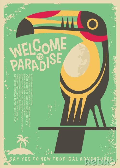 Poster Een kleurrijke toekan verwelkomt je in het paradijs