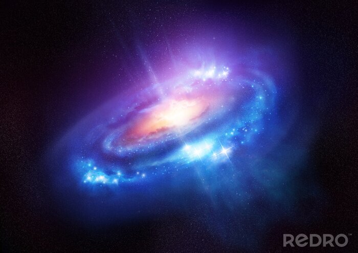 Poster Een kosmos die stralende sterrenstelsels verbergt