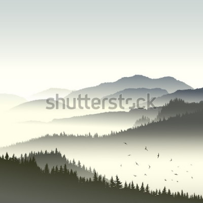 Poster Een minimalistische weergave van de bergen