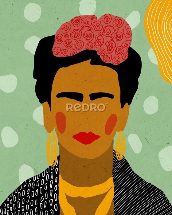 Poster Een modern portret van Frida Kahlo