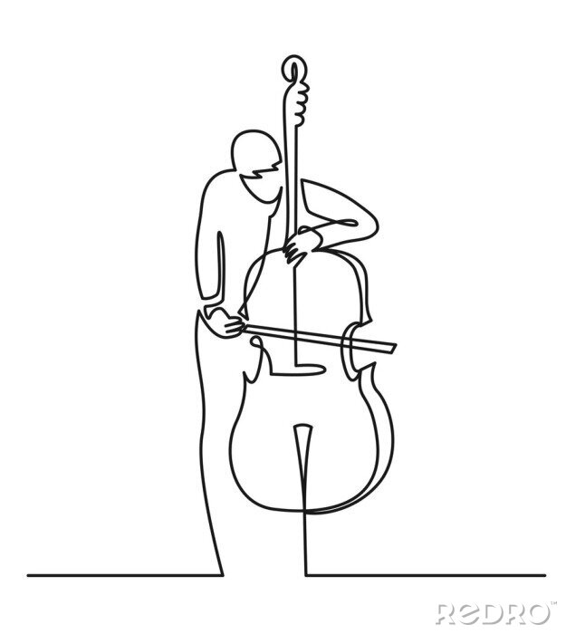 Poster Een muzikant die contrabas speelt