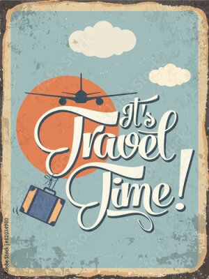 Poster Een opschrift in vintage-stijl dat reizen aanmoedigt.