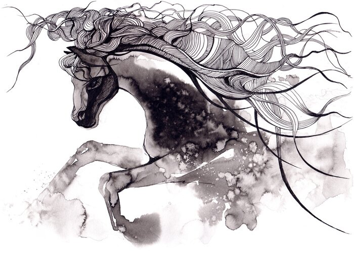 Poster Een paardenpatroon in aquarel