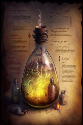 Poster Een pagina uit een alchemie-atlas