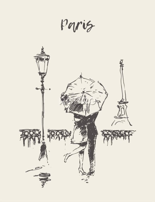 Poster Een regenachtige dag in Parijs