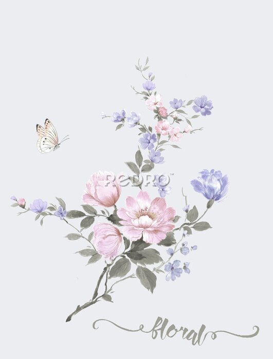 Poster Een romantisch boeket van idyllische bloemen