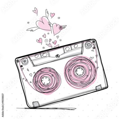 Poster Een roze audiocassette