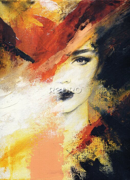 Poster Een schilderachtig portret van een mysterieuze vrouw