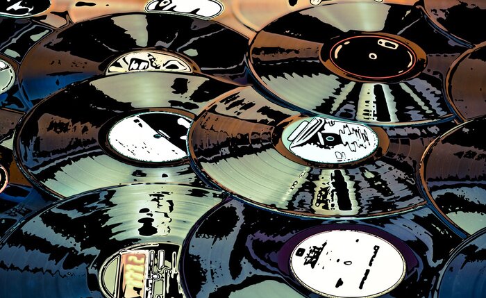 Poster een stel oude vinylplaten