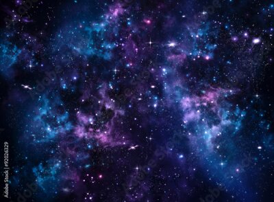 Een sterrenstelsel in tinten blauw en paars