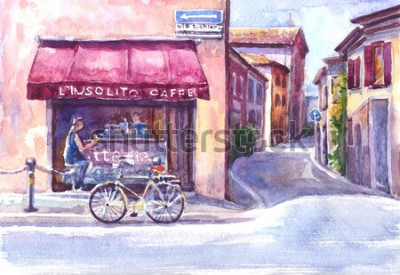 Poster Een straat in een Italiaanse stad