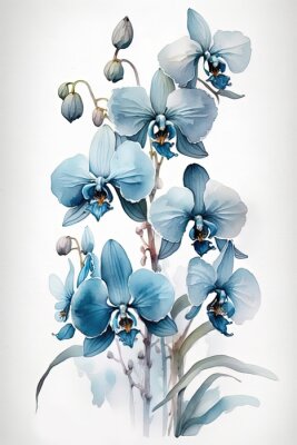 Poster Een tak van een blauwe orchidee
