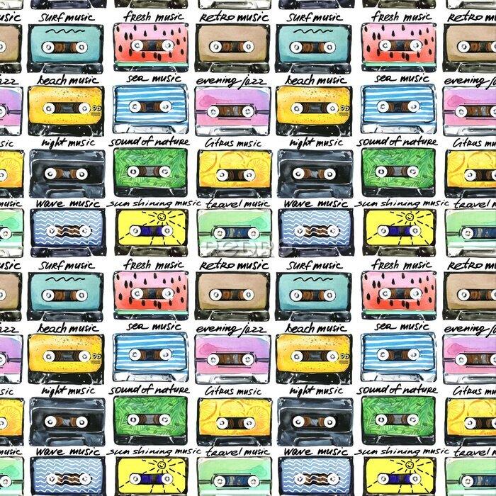 Poster Een verzameling cassettebandjes