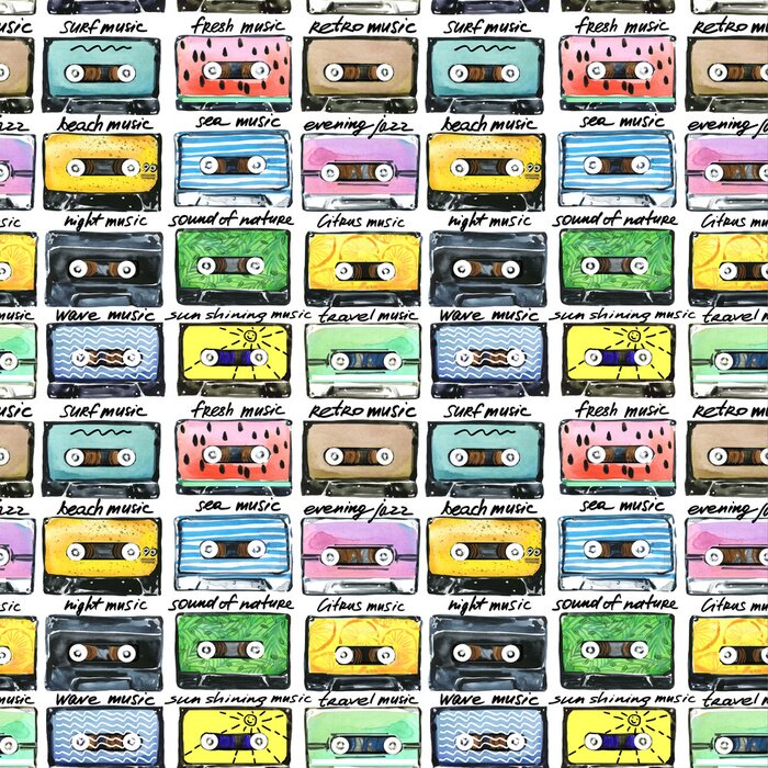 Poster Een verzameling cassettebandjes