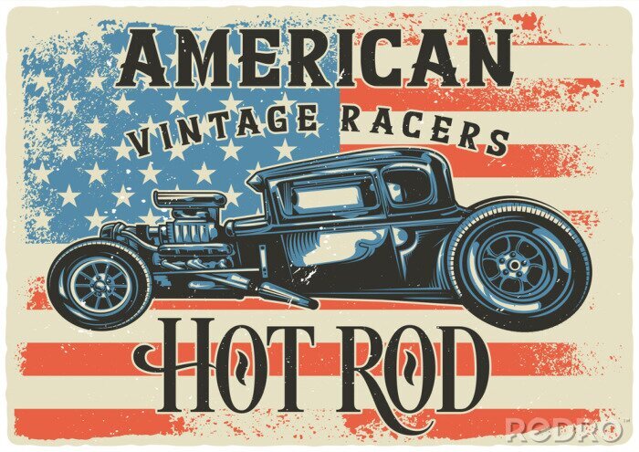 Poster Een voertuig in de klassieke Amerikaanse uitvoering