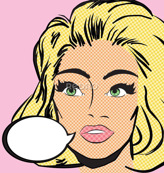 Poster Een vrouw met blond haar in pop-artstijl