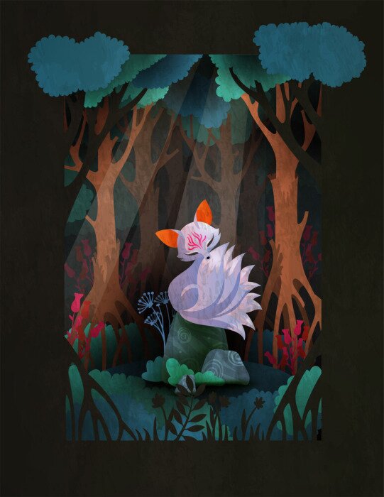 Poster Een wezen uit Japanse sprookjes