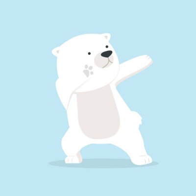 Poster Een witte ijsbeer in een grappige pose