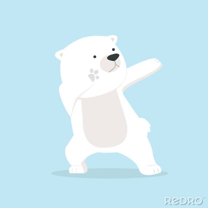 Poster Een witte ijsbeer in een grappige pose