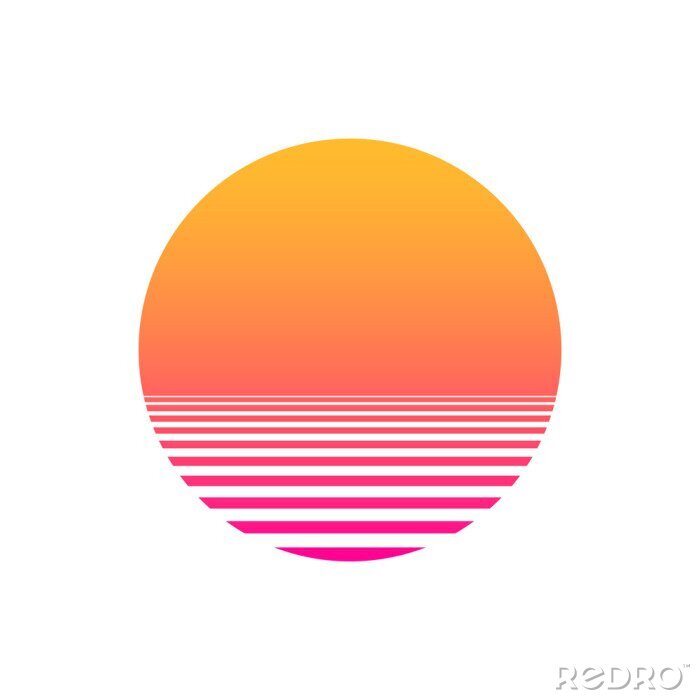 Poster Eenvoudige grafiek met zonsondergang