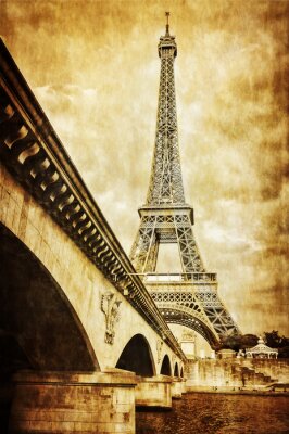 Eiffel toren vintage retro uitzicht vanaf de rivier de Seine, Parijs