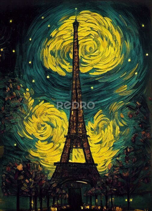 Poster Eiffeltoren in impressionistische stijl