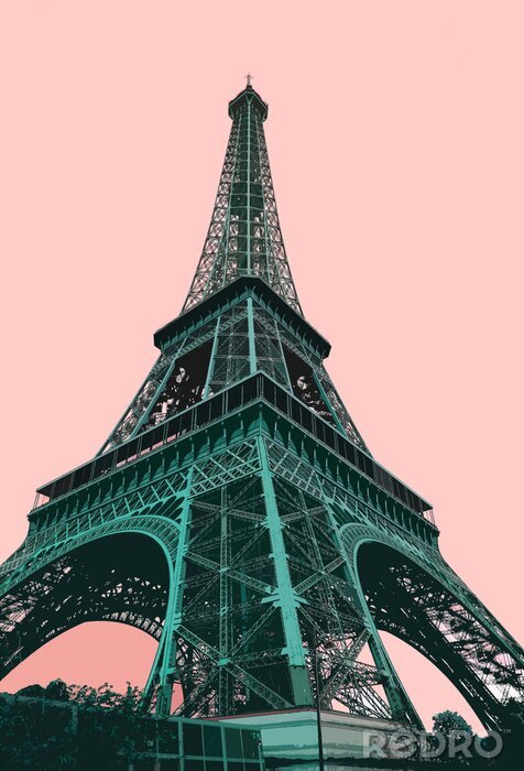 Poster Eiffeltoren - retro briefkaart stijl