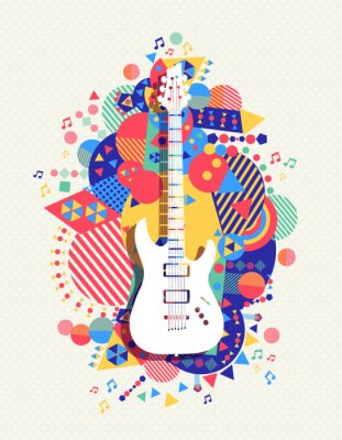 Poster Elektrische gitaar icoon concept muziek kleur vorm