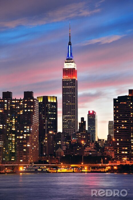 Poster Empire State Building bij nacht