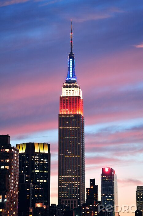 Poster Empire State Building in de roze lucht