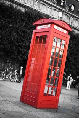 Poster Engelse telefooncel op straat