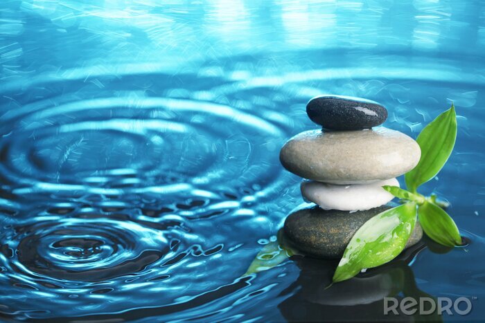 Poster Evenwichtige stenen in het water