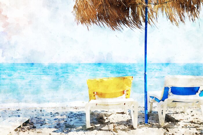 Poster Exotisch strand beschilderd met verf