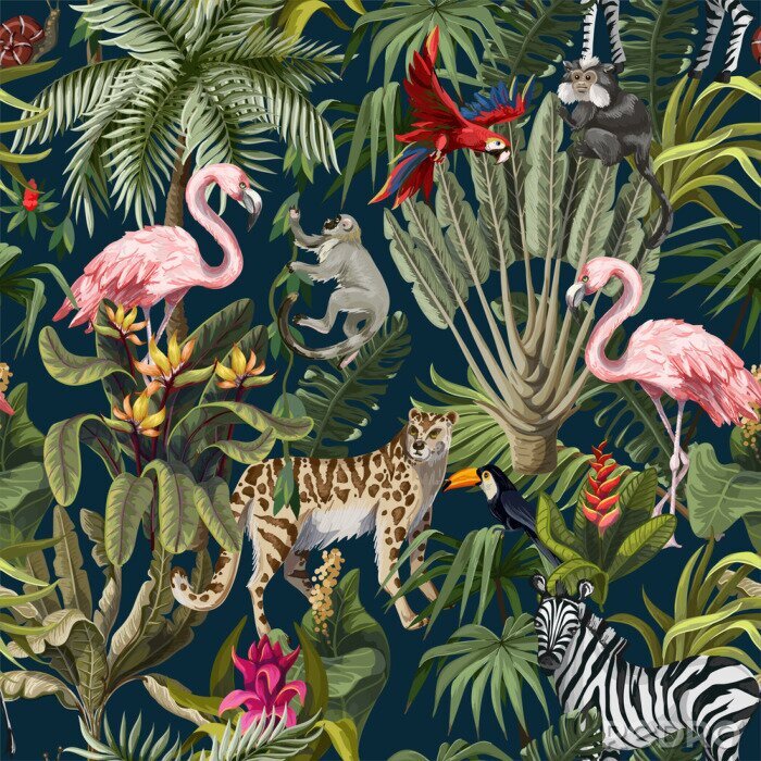 Poster Exotische dieren in de jungle