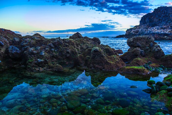 Poster Exotische zee in de avond