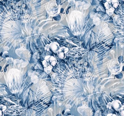 Behang Exotisme in een dynamische compositie